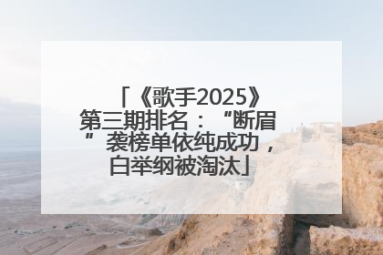 《歌手2025》第三期排名：“断眉”袭榜单依纯成功，白举纲被淘汰