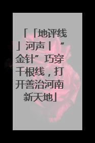 「地评线」河声丨“金针”巧穿千根线，打开善治河南新天地