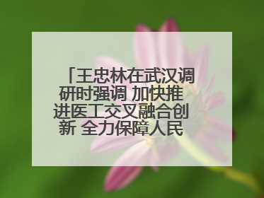王忠林在武汉调研时强调 加快推进医工交叉融合创新 全力保障人民群众生命健康