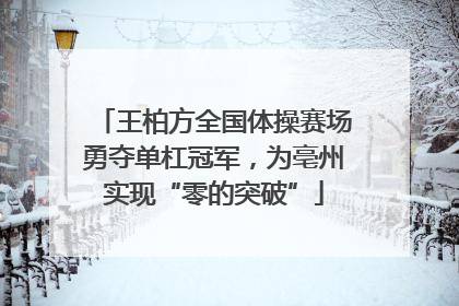 王柏方全国体操赛场勇夺单杠冠军，为亳州实现“零的突破”