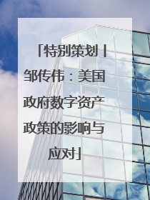 特别策划丨邹传伟：美国政府数字资产政策的影响与应对
