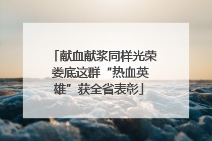 献血献浆同样光荣 娄底这群“热血英雄”获全省表彰
