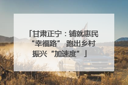 甘肃正宁：铺就惠民“幸福路” 跑出乡村振兴“加速度”