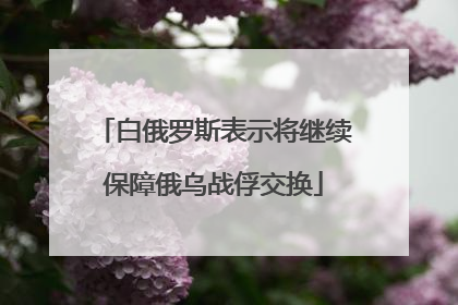 白俄罗斯表示将继续保障俄乌战俘交换