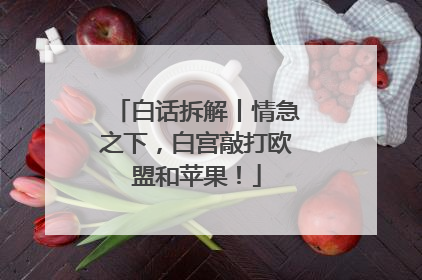 白话拆解丨情急之下，白宫敲打欧盟和苹果！