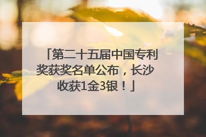 第二十五届中国专利奖获奖名单公布，长沙收获1金3银！