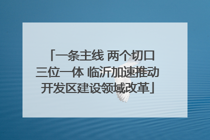 一条主线 两个切口 三位一体 临沂加速推动开发区建设领域改革