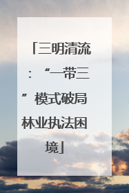 三明清流：“一带三”模式破局林业执法困境