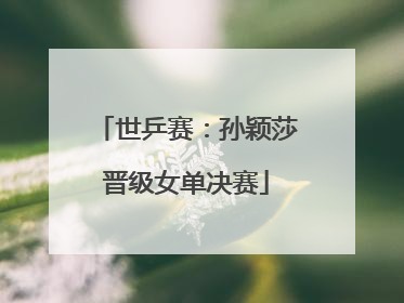 世乒赛：孙颖莎晋级女单决赛