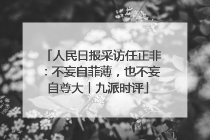 人民日报采访任正非：不妄自菲薄，也不妄自尊大丨九派时评