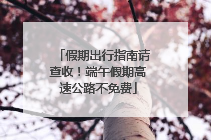 假期出行指南请查收！端午假期高速公路不免费