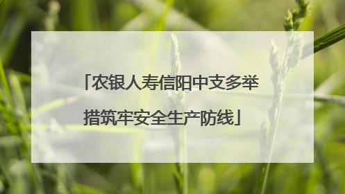 农银人寿信阳中支多举措筑牢安全生产防线