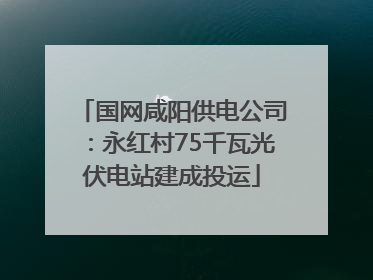 国网咸阳供电公司：永红村75千瓦光伏电站建成投运