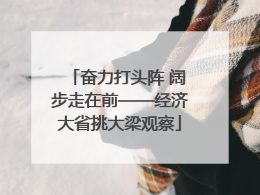 奋力打头阵 阔步走在前——经济大省挑大梁观察