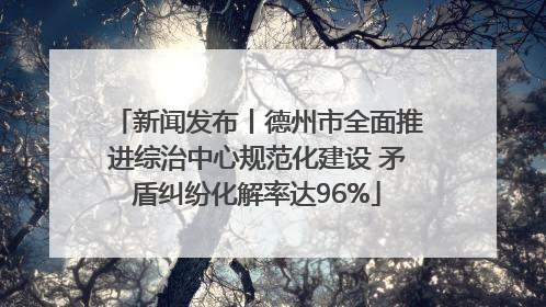新闻发布丨德州市全面推进综治中心规范化建设 矛盾纠纷化解率达96%