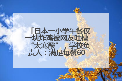 日本一小学午餐仅一块炸鸡被网友吐槽“太寒酸”，学校负责人：满足每餐600千卡的标准