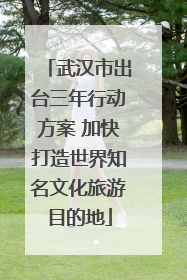 武汉市出台三年行动方案 加快打造世界知名文化旅游目的地