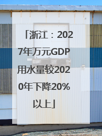 浙江：2027年万元GDP用水量较2020年下降20%以上