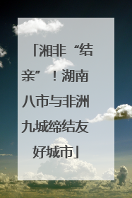 湘非“结亲”！湖南八市与非洲九城缔结友好城市