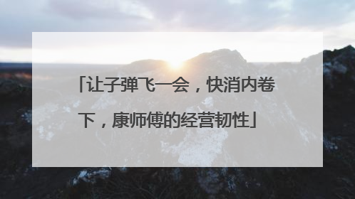 让子弹飞一会，快消内卷下，康师傅的经营韧性