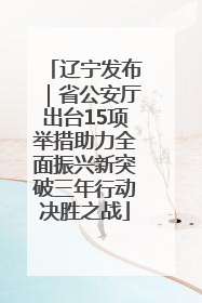 辽宁发布｜省公安厅出台15项举措助力全面振兴新突破三年行动决胜之战