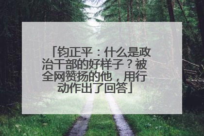 钧正平：什么是政治干部的好样子？被全网赞扬的他，用行动作出了回答