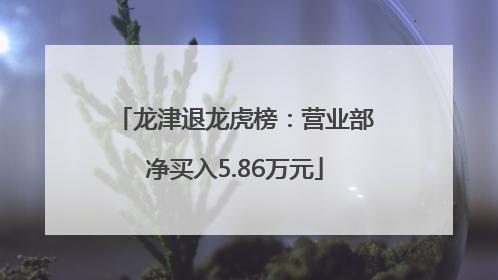 龙津退龙虎榜：营业部净买入5.86万元