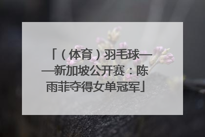 （体育）羽毛球——新加坡公开赛：陈雨菲夺得女单冠军