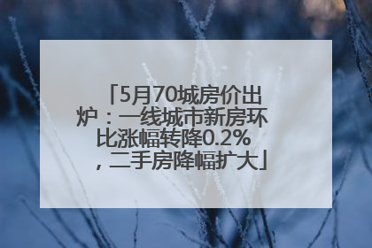 5月70城房价出炉：一线城市新房环比涨幅转降0.2%，二手房降幅扩大