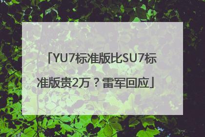 YU7标准版比SU7标准版贵2万？雷军回应